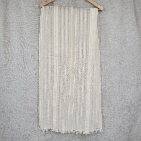Churchill Handwoven Vintage Wool Scarf Elegant Cream Scarf - Picture 5 of 8